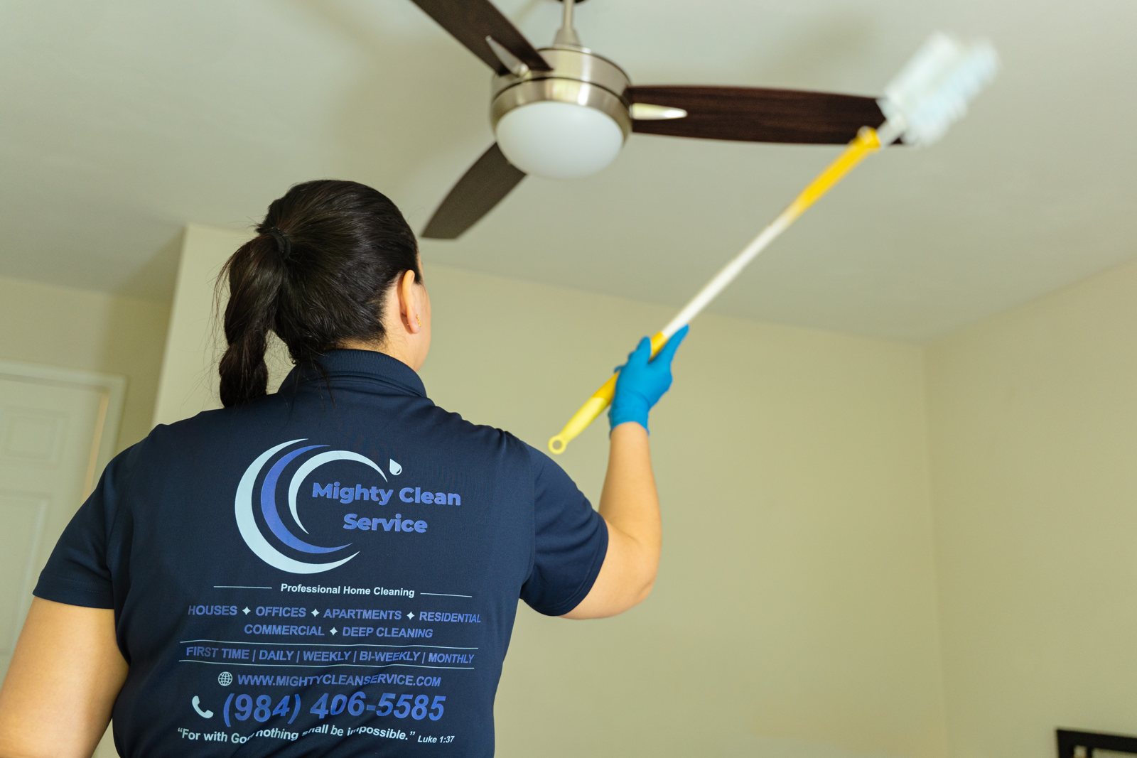 Ceiling fan cleaning by Mighty Clean Service